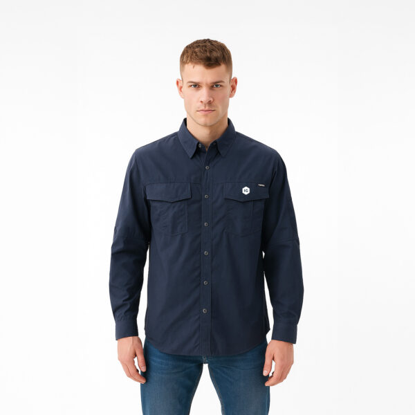 Men's Navy Outdoor Fisherman Long-sleeved Shirt
