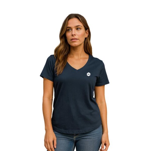 Ladies Navy V-neck