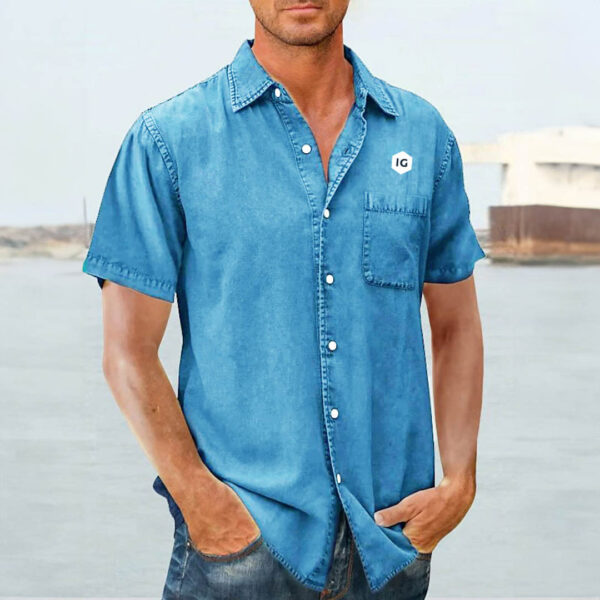 Mens Shortsleeve Light Denim Shirt